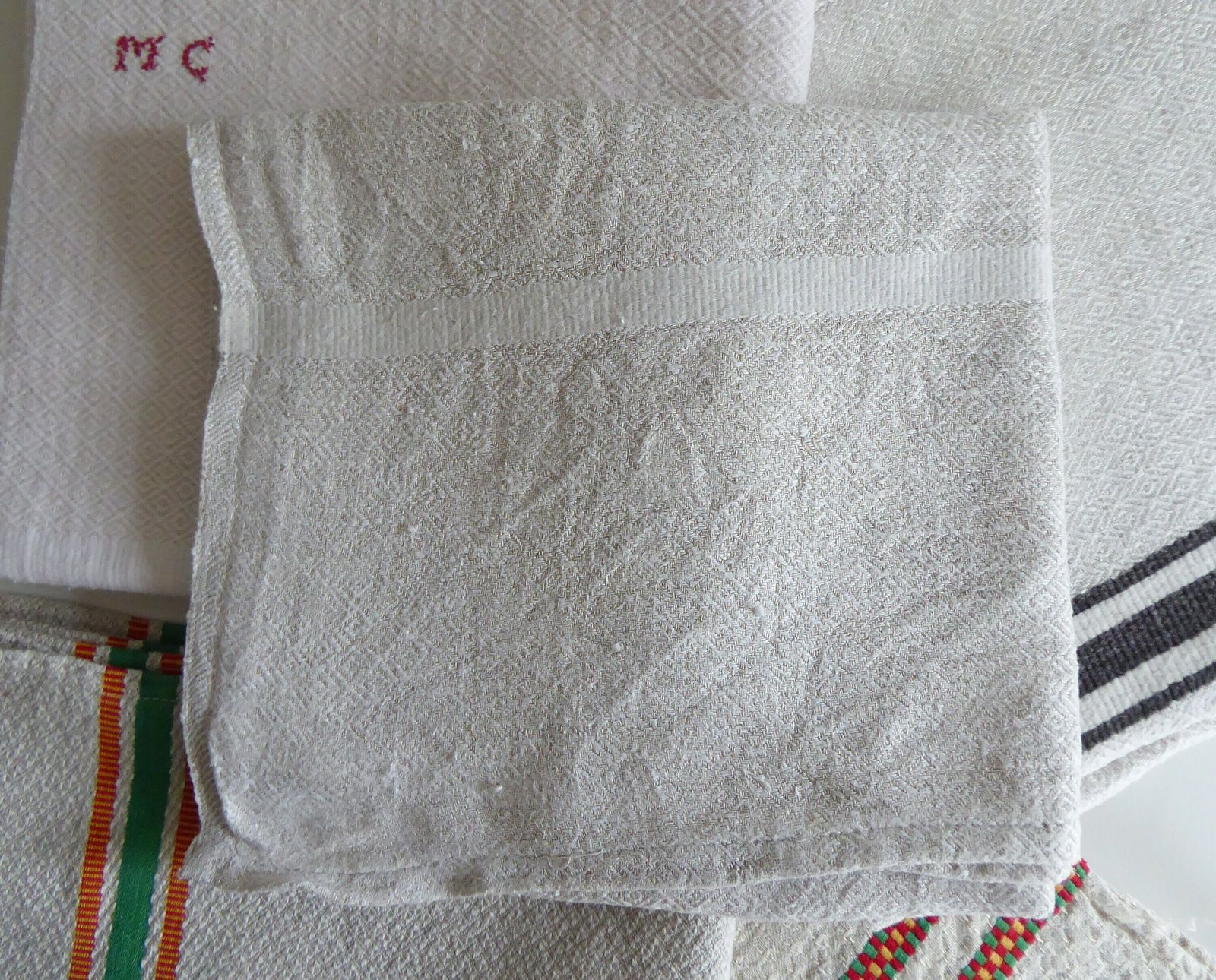 French Tea Towels | Vintage Metis Torchons | Basque Linen Cotton Fabric | French Kitchen photo buy