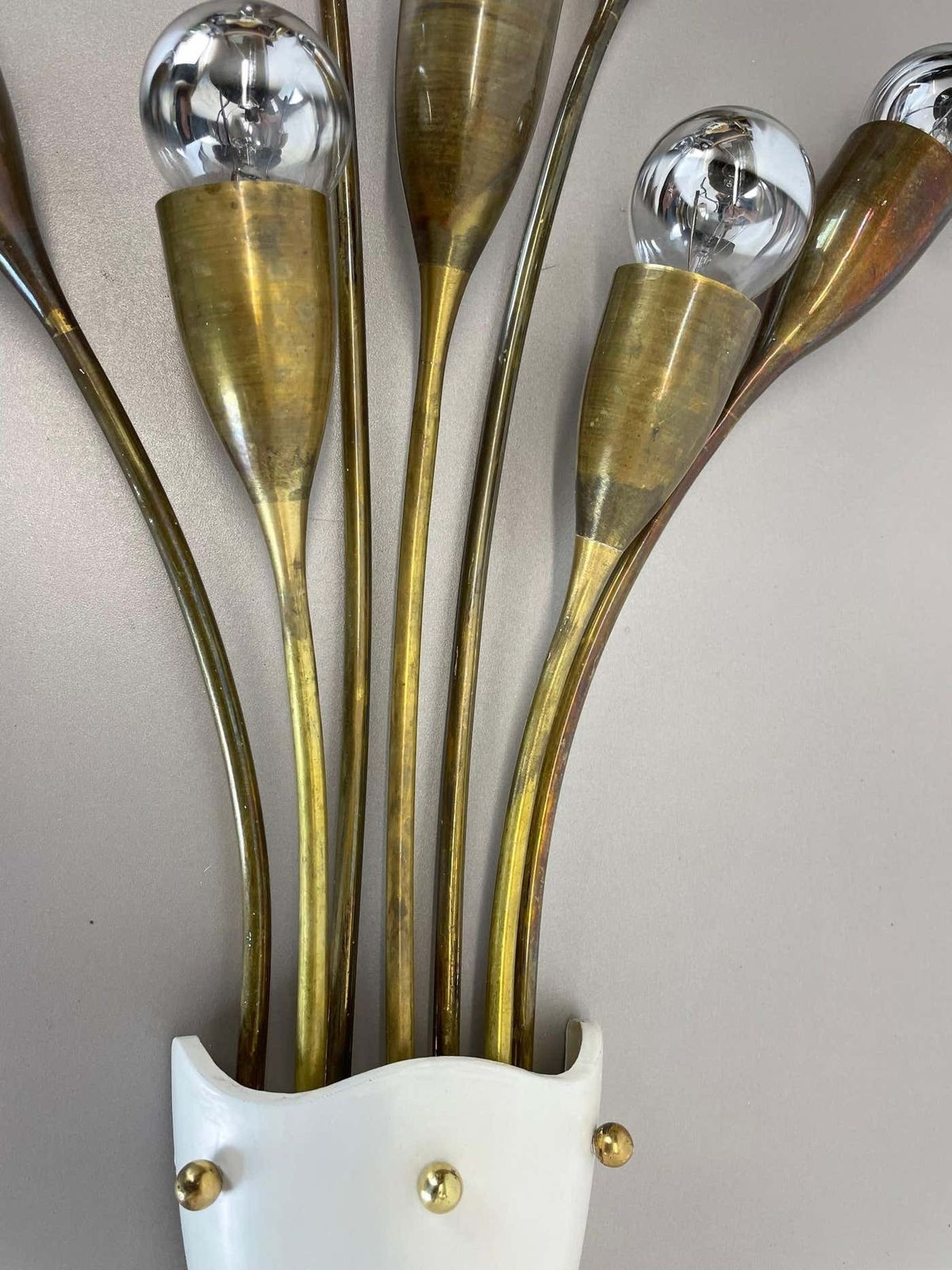 photo furniture Large  Brass Italian Stilnovo Style Theatre Wall Ceiling Light, Italy 1950s