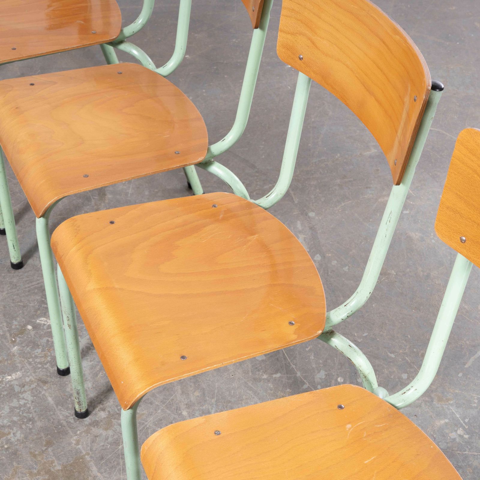 1960’s Original Mint French Stacking University Chairs Wide Back – Set Of Six photo Furniture