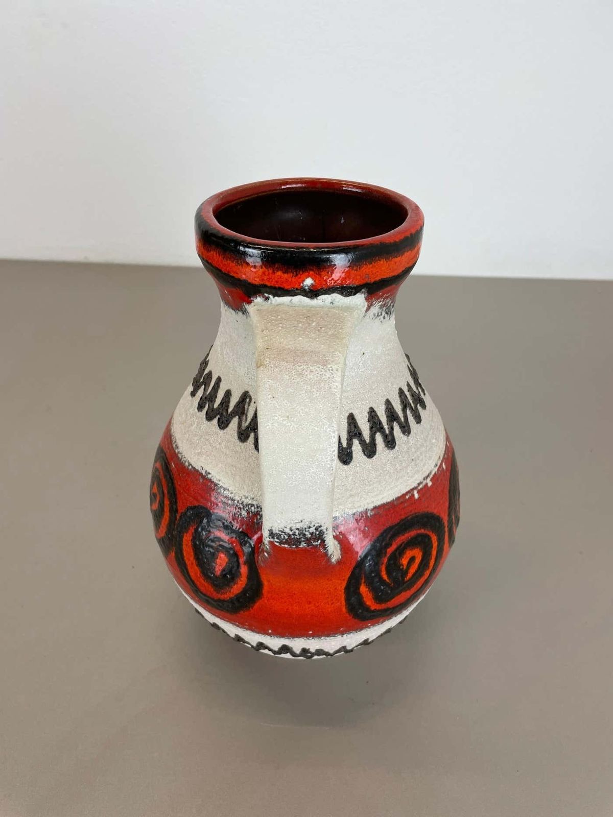 Home Decor Red White Ceramic Brutalist Vase Fat Lava Carstens Tönnieshof, Germany, 1970s photo