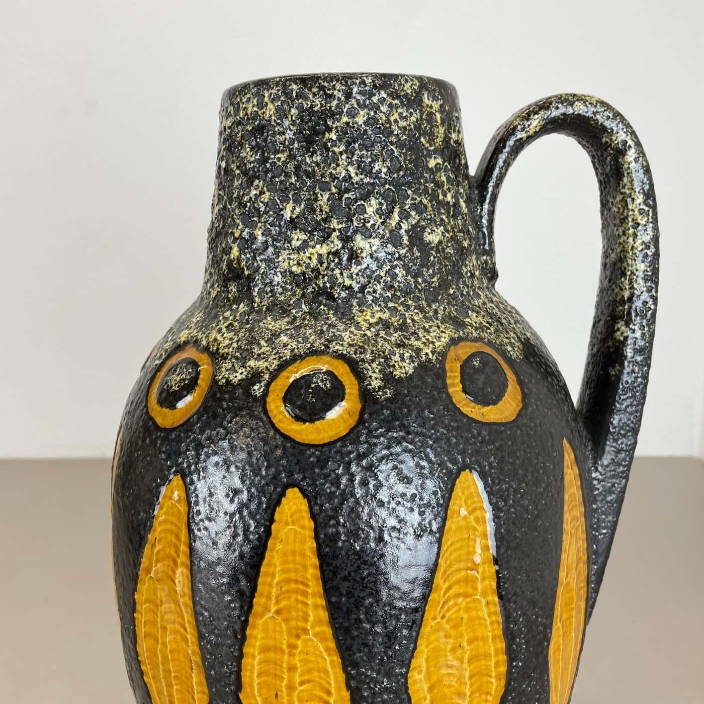 Large Pottery Fat Lava "Abstract" 279 38 Floor Vase By Scheurich, Wgp 1970s photo vinterior