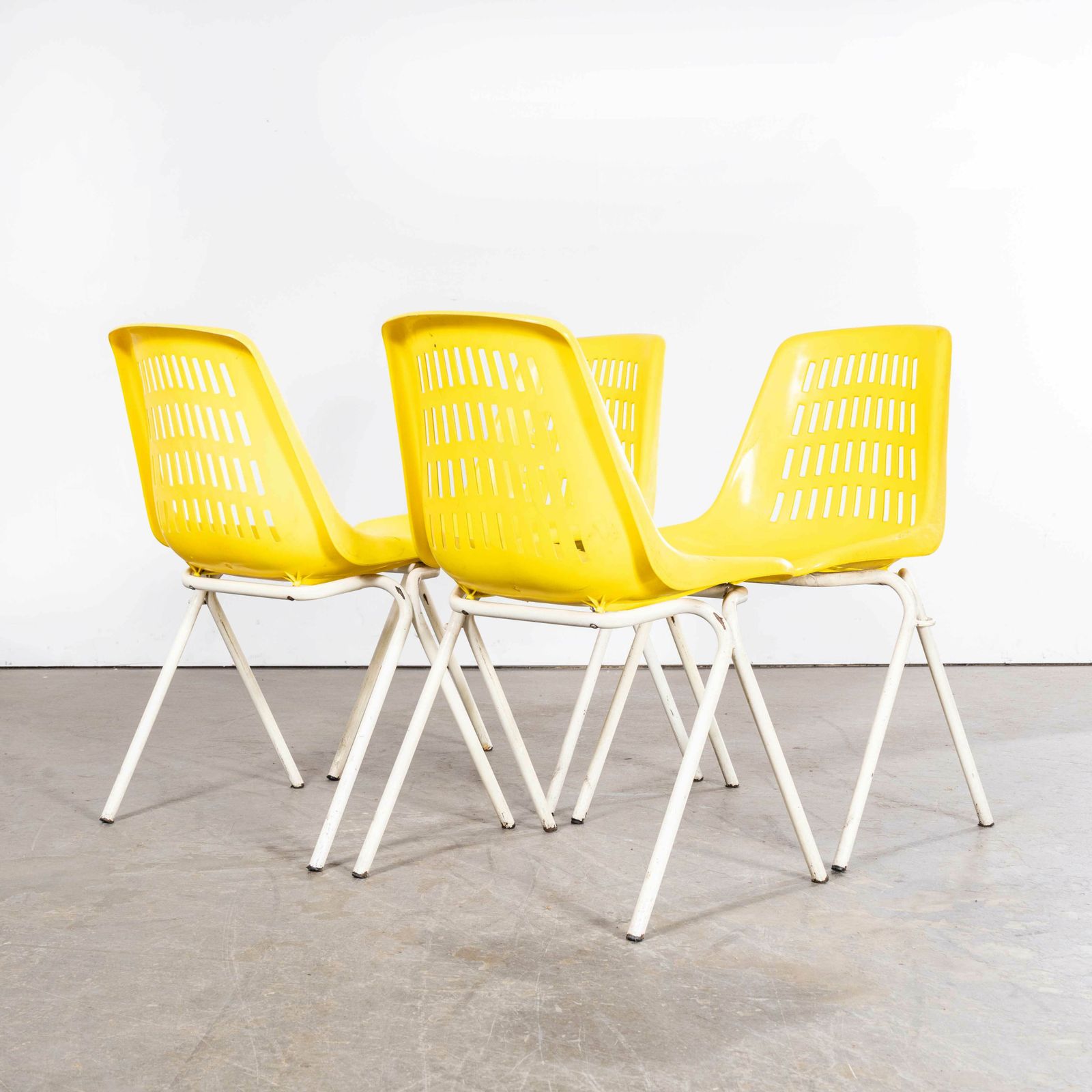 1970’s Classic Yellow Stacking Italian Bar Dining Chairs – Set Of Four photo Furniture