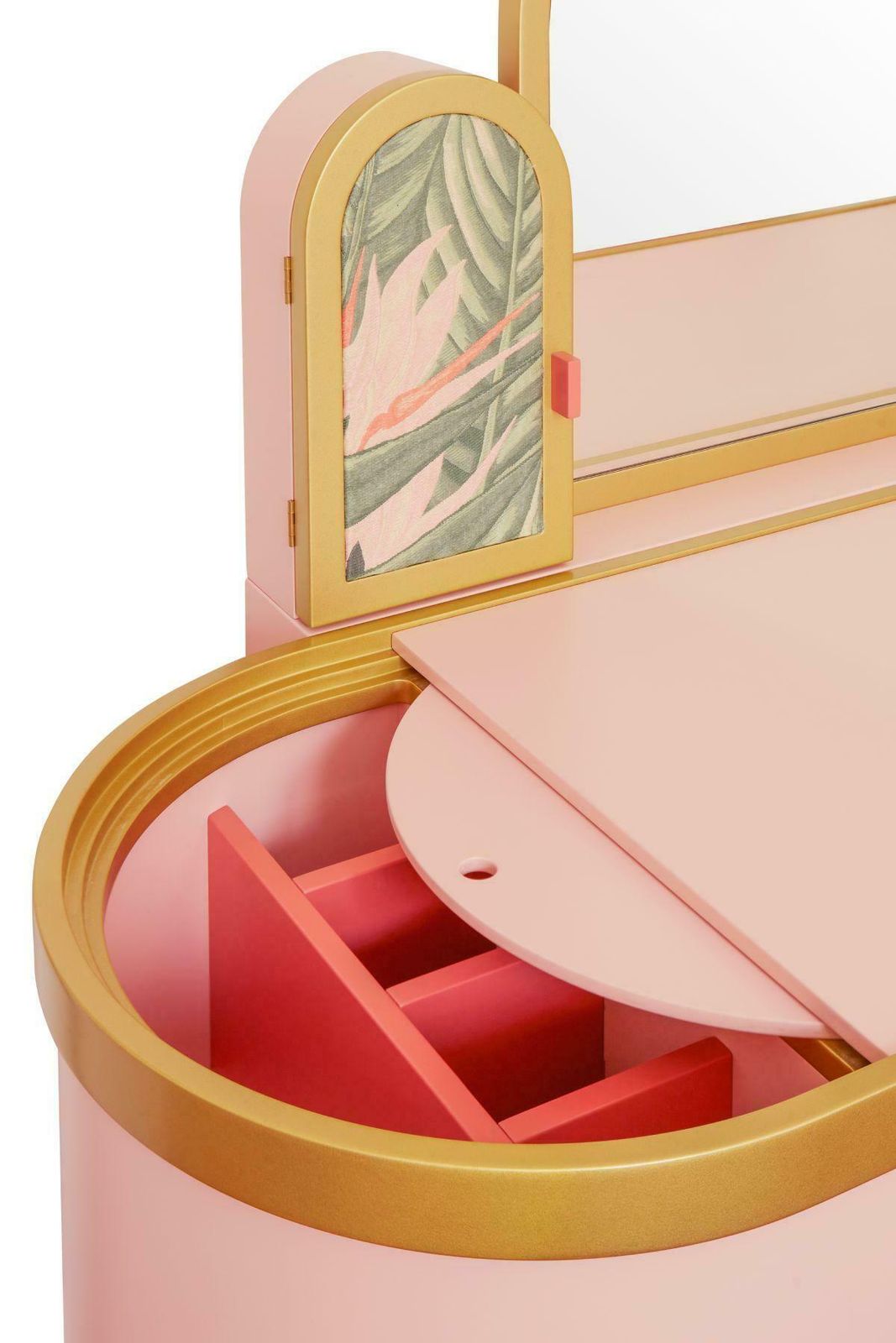 Pink Bedroom Vanity With Velvet Pouff photo for sale