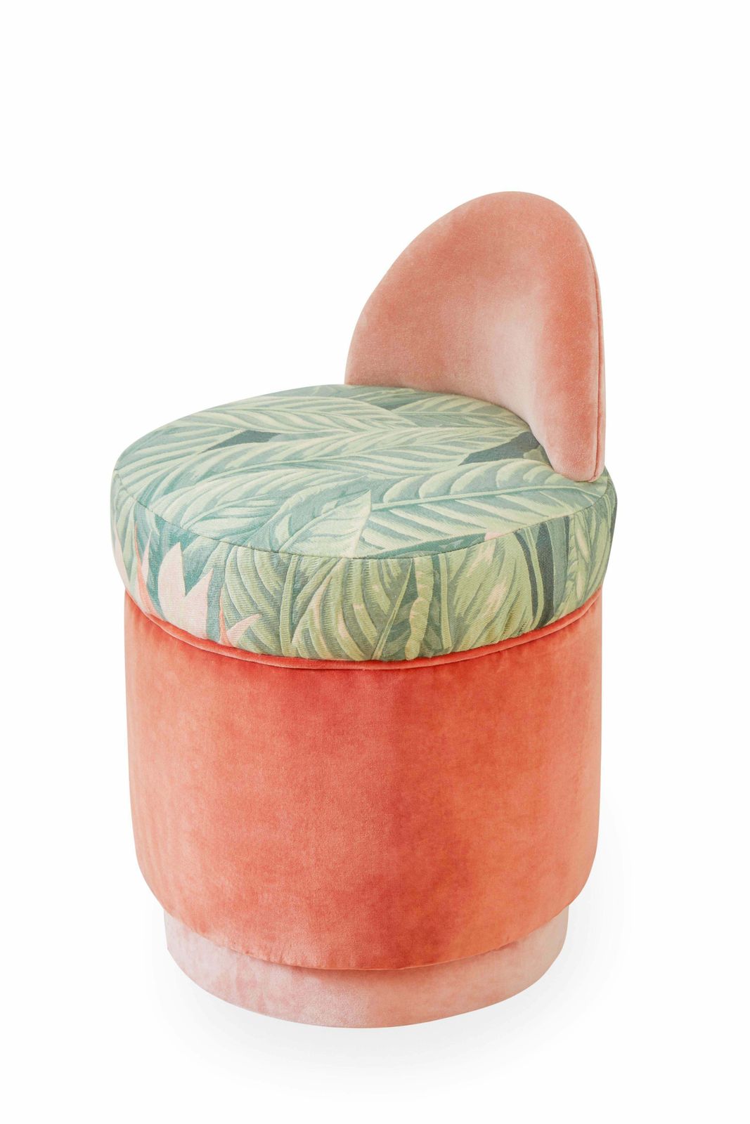 Pink Bedroom Vanity With Velvet Pouff photo vintage