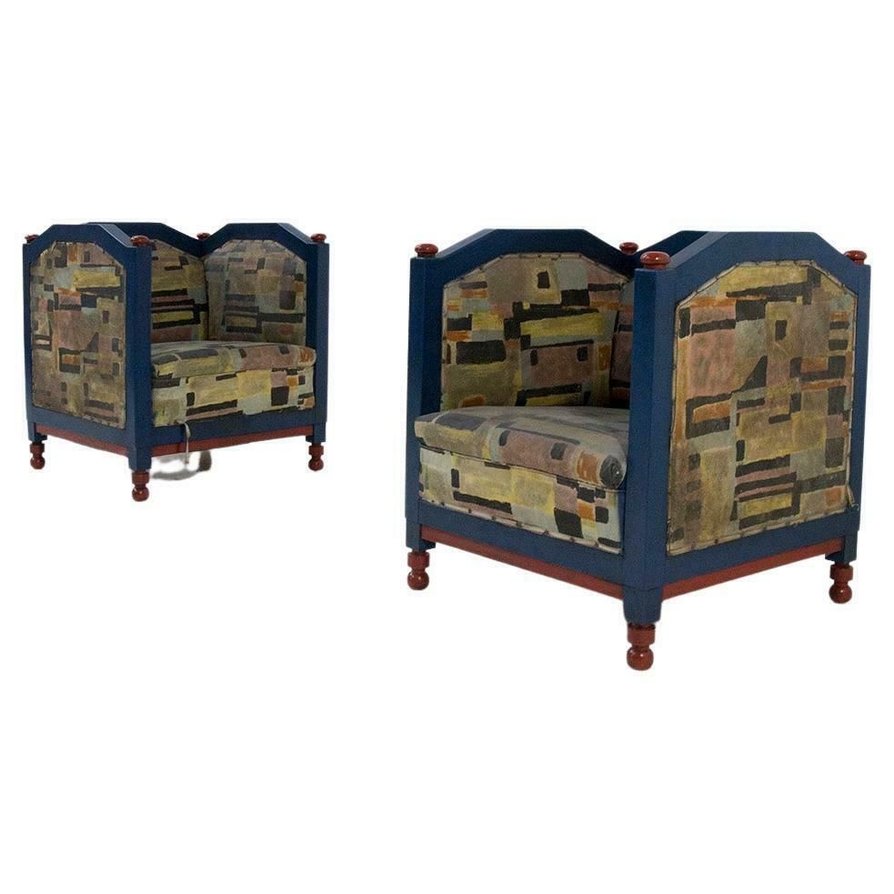 Fillìa Luigi Colombo Attr. Rare Italian Futurist Armchairs