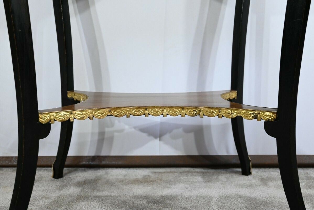 photo vintage Small Coffee Table In Mahogany And Blackened Wood, Napoleon III Style   Late 19th Century