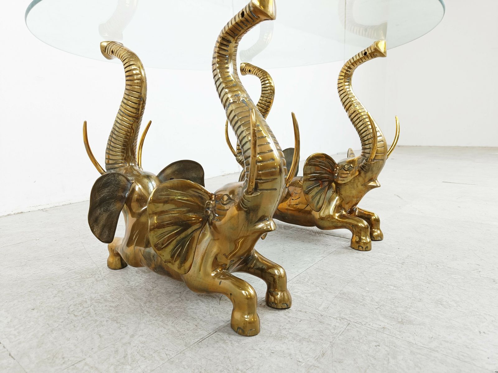 Vintage Brass Elephant Coffee Table, 1970s photo vinterior