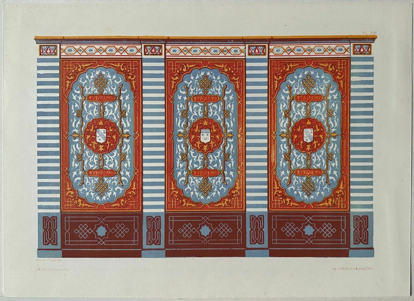 Architecture   19th Century Watercolor Lithograph Ornaments Painting Manual