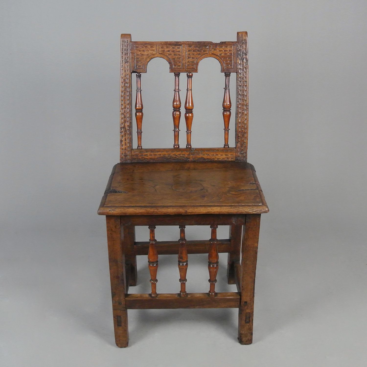 Rare And Beautiful Walnut And Yew Spindle 'Back Stool' Chair C. 1600 photo furniture