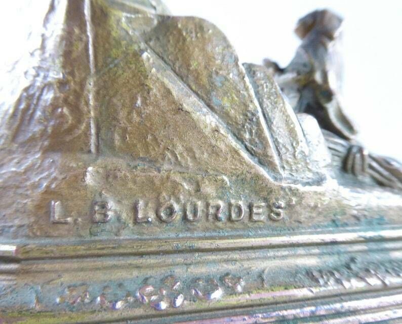 The Miracle Of Lourdes   Souvenir Of Lourdes   Antique French Religious Sculpture photo vintage