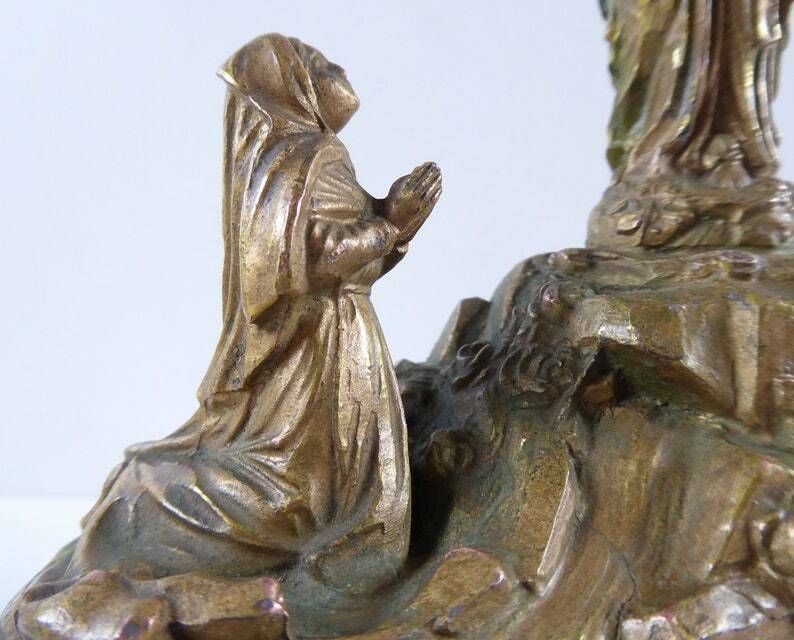 photo furniture The Miracle Of Lourdes   Souvenir Of Lourdes   Antique French Religious Sculpture