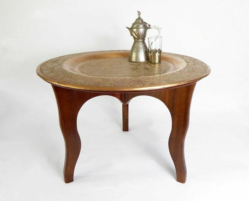 Vintage Openwork Brass Folding Table | Indian Décor | Occasional Furniture