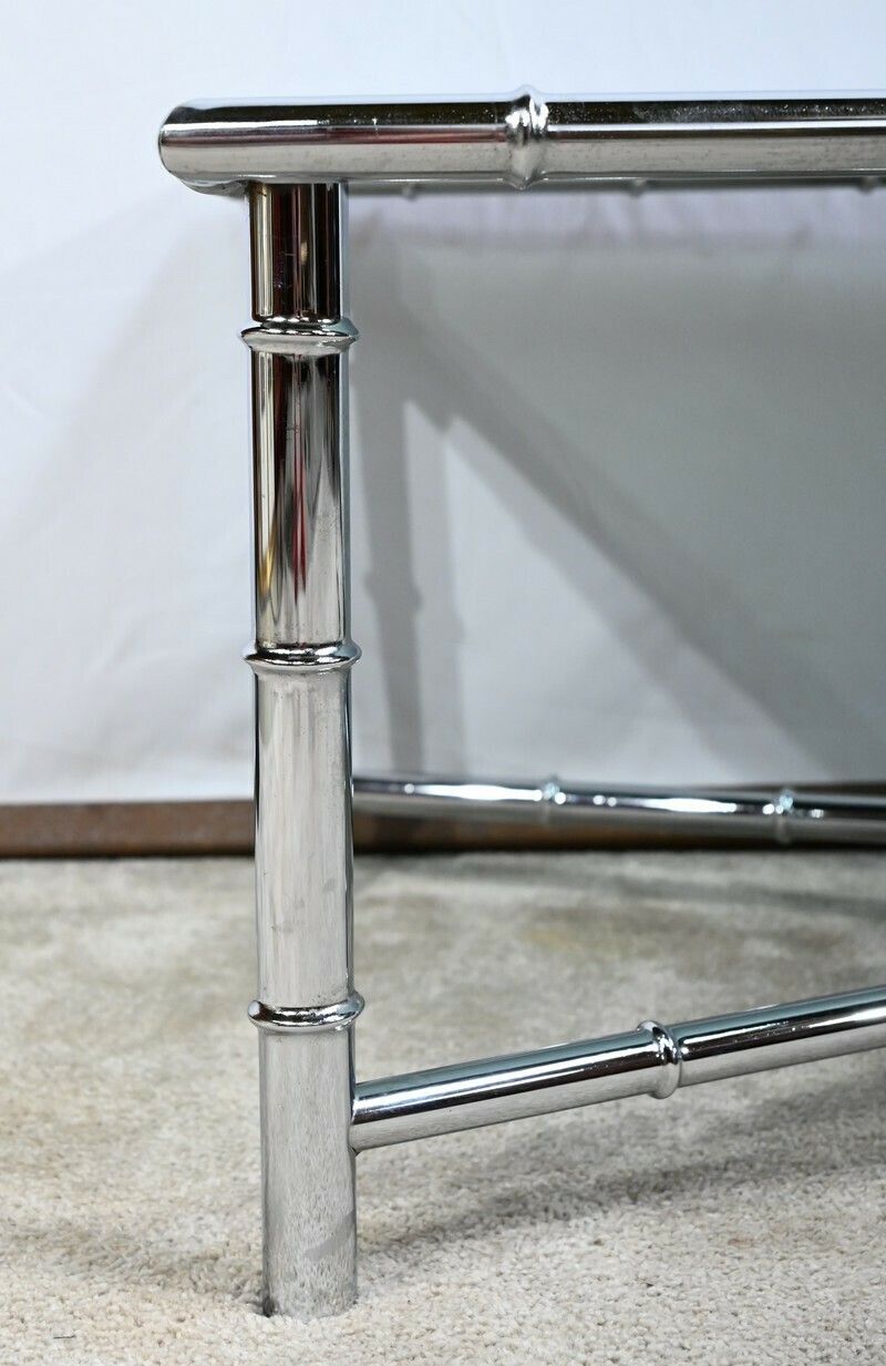 photo furniture Coffee Table In Chromed Metal, Bamboo Spirit – 1970s