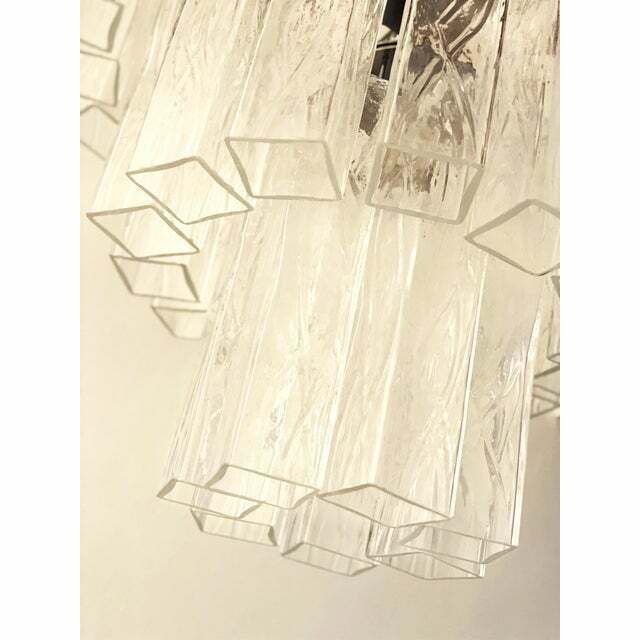 Contemporary Clear "Square Tubes" Murano Glass Chandelier photo 5456.0