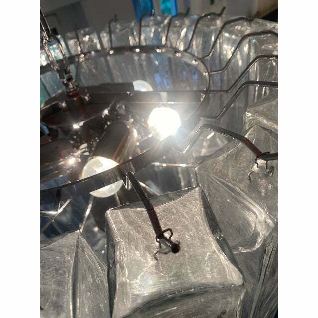 5456.0 Contemporary Clear "Square Tubes" Murano Glass Chandelier photo