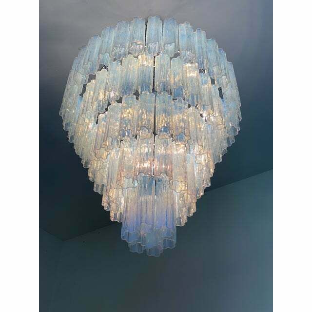 Contemporary Opalino“Tronchi” Murano Glass Chandelier In Venini Style photo 34720.0