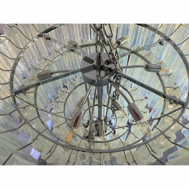 Contemporary Opalino“Tronchi” Murano Glass Chandelier In Venini Style photo buy