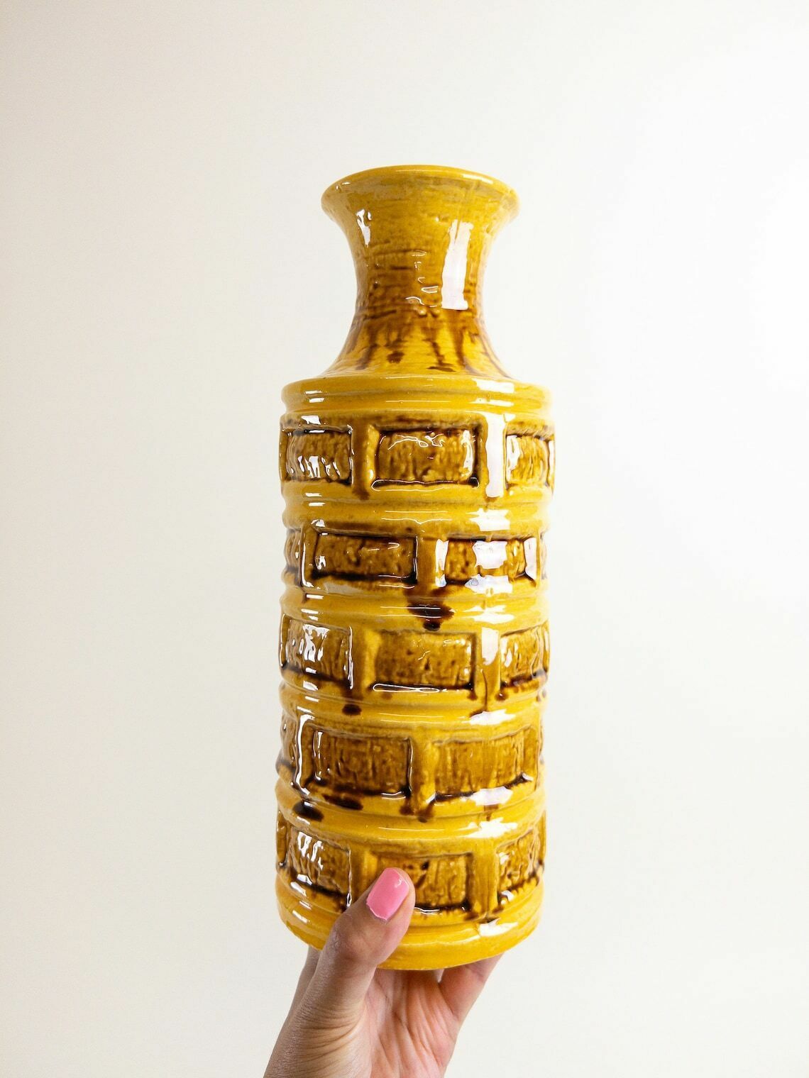 West German Pottery   Yellow Ceramic Vase By übelacker Keramik   Mid Century Modern Design   ü Keramik Form 509 30 photo Home Decor