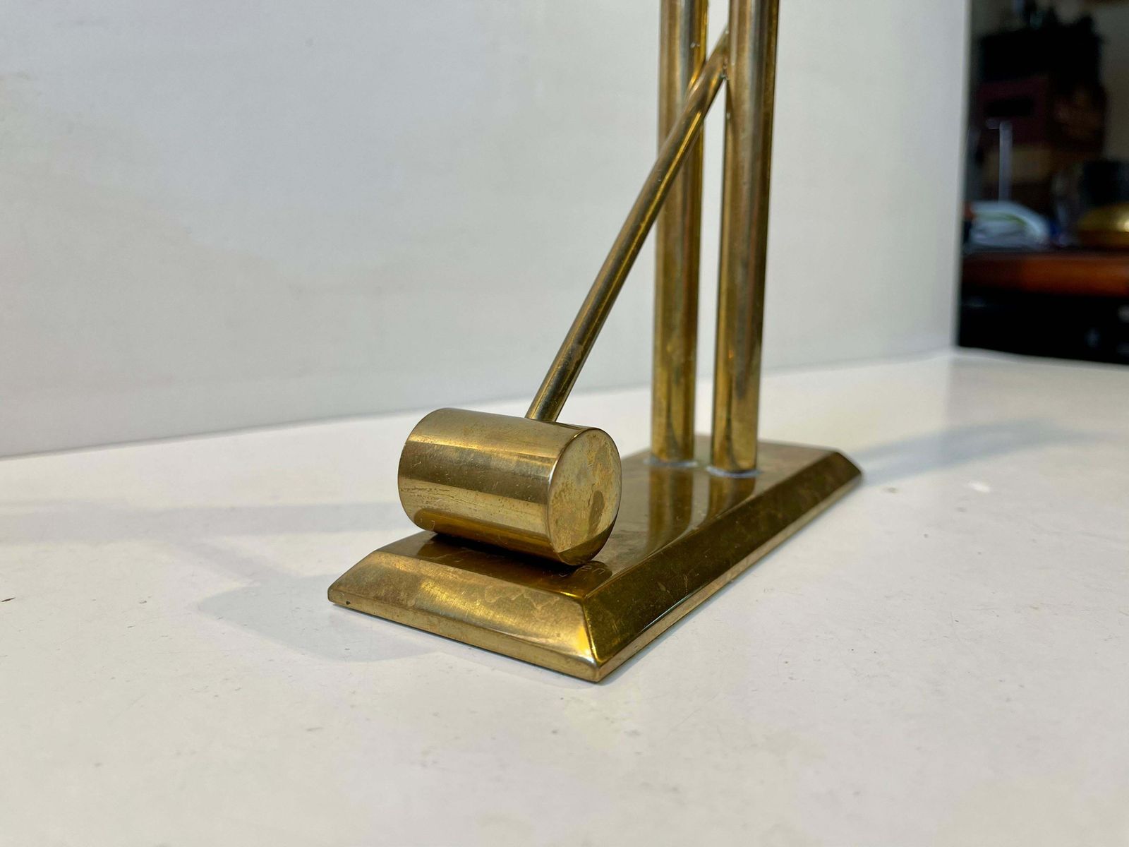Sculptural Modernist Counterweight Paperweight In Bronze photo furniture