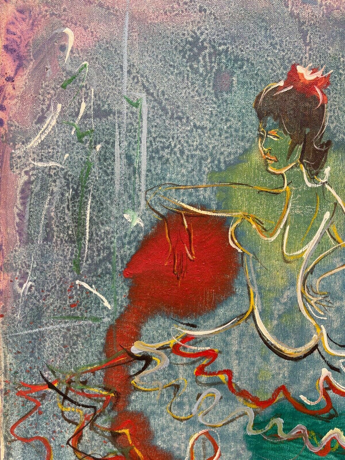 Oil Painting On Canvas, 1975, Relois, Flamenco photo vinterior