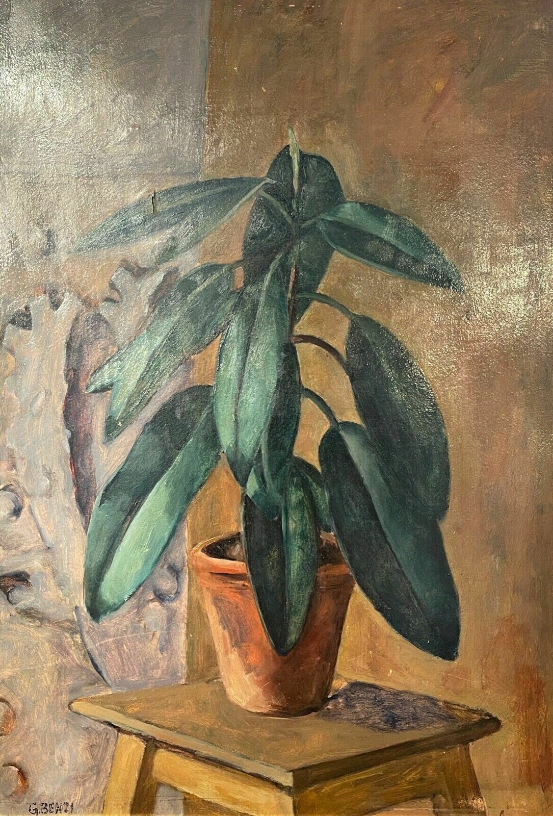 Oil Painting On Cardboard, Planta, Giulio Benzi photo furniture