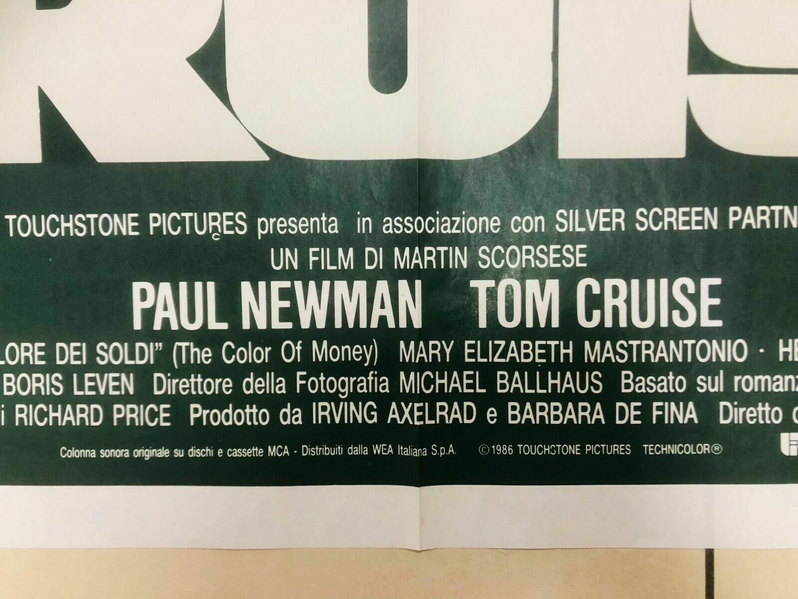 Paul Newman En Tom Cruise, 1987 – The Color Of Money – Filmposter photo vintage