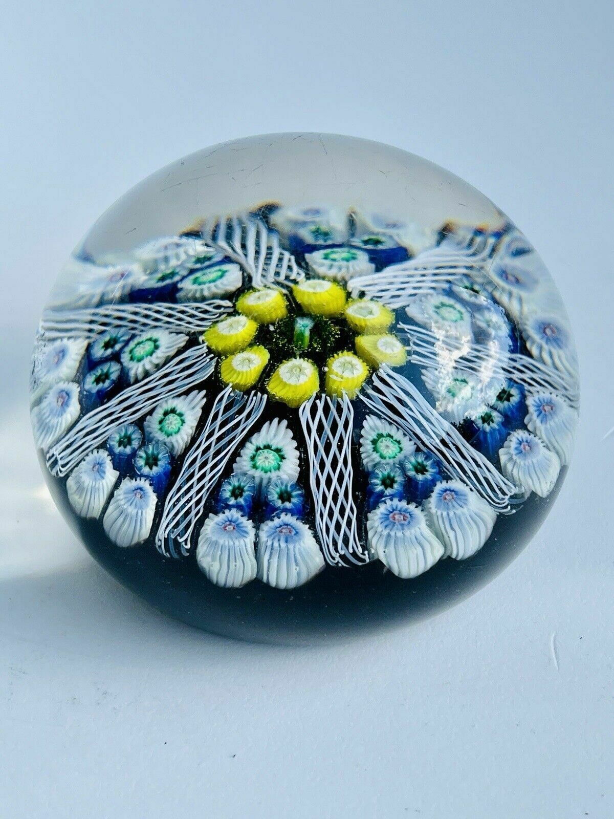 Rare Strathearn 8 Spoke Millefiori Flowers Glass Paperweight photo Home Decor