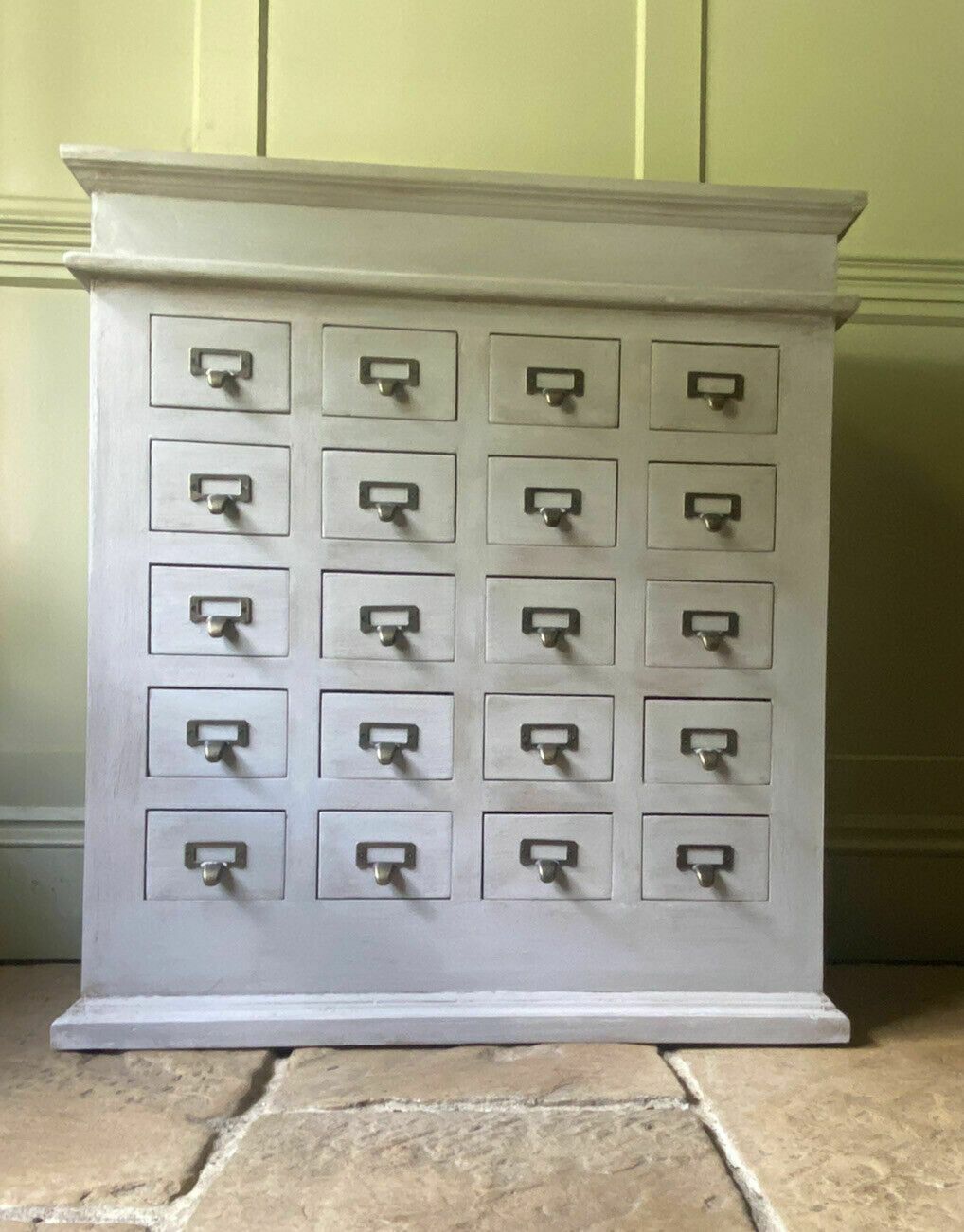 Apothecary Vintage Style Slightly Rustic Chest Of Drawers Repro In Paris Grey photo for sale
