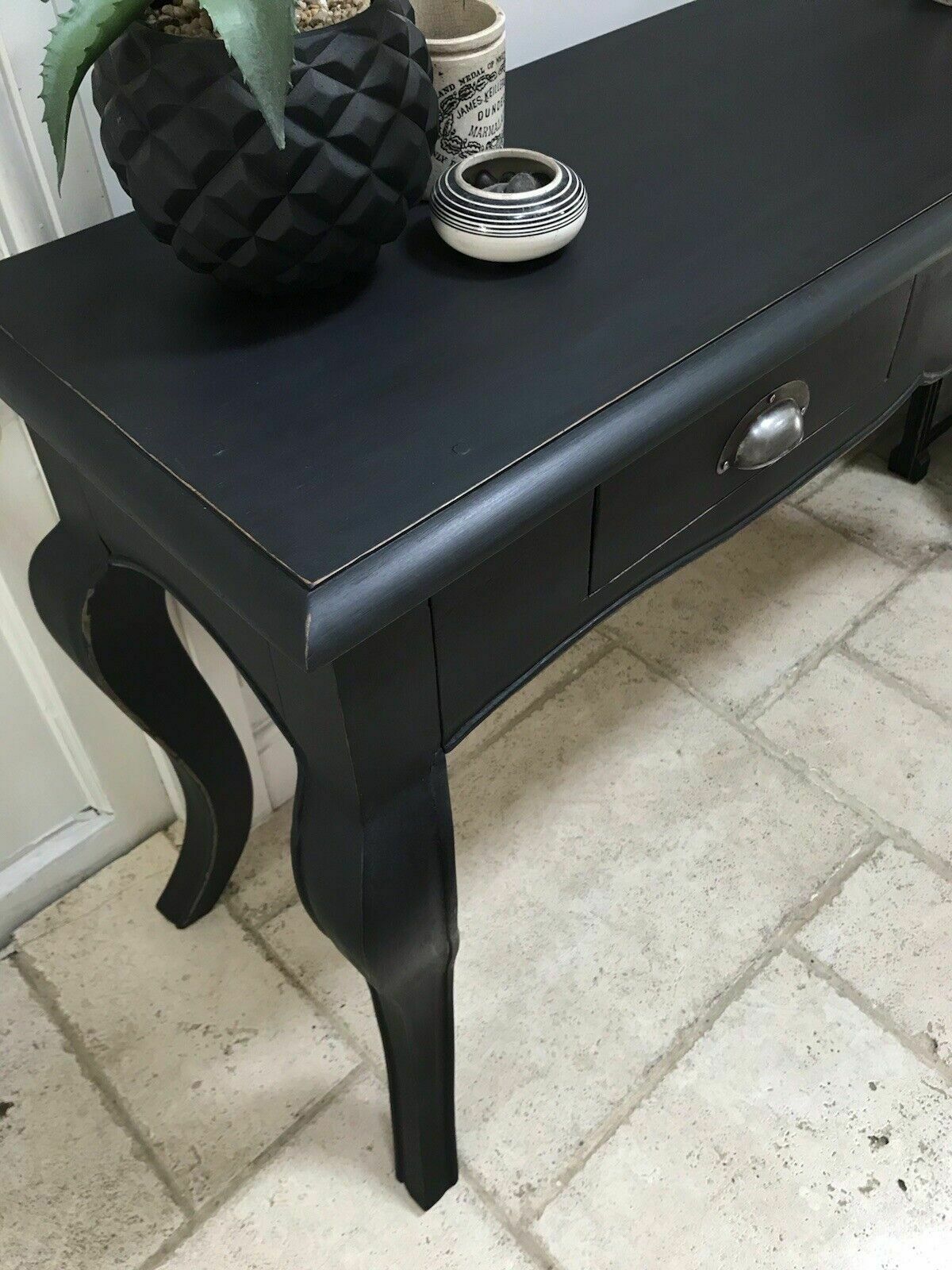 photo furniture Black Painted French Style Reproduction Console Hall Dressing Writing Side Table