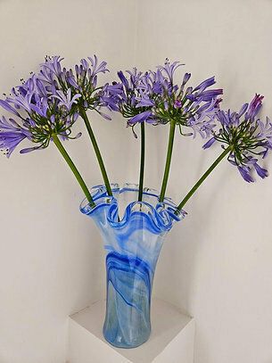 Spectacular Murano Glass Art, Handkerchief Vase With Marbling Effect photo Home Decor