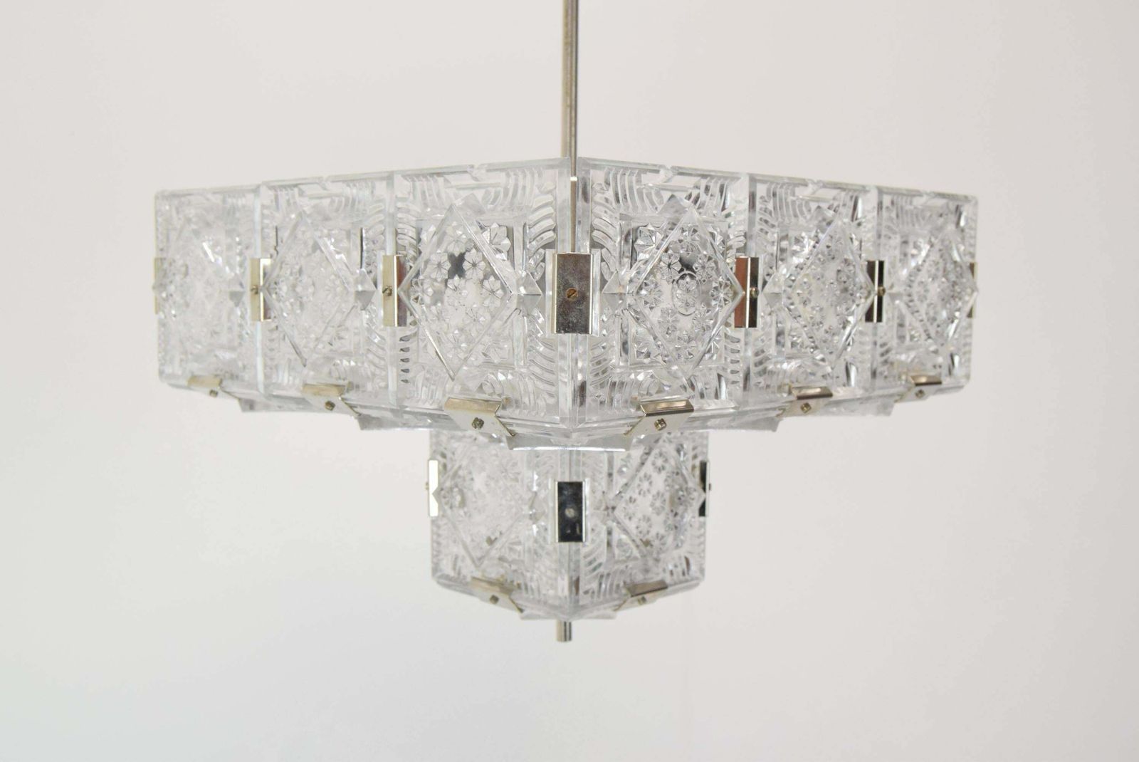 Rare Mid Century Glass Pendant By Jaroslav Bejvl For Kamenicky Senov, 1960's. photo for sale