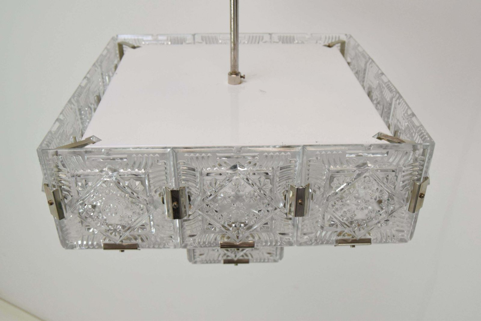 Rare Mid Century Glass Pendant By Jaroslav Bejvl For Kamenicky Senov, 1960's. photo vinterior