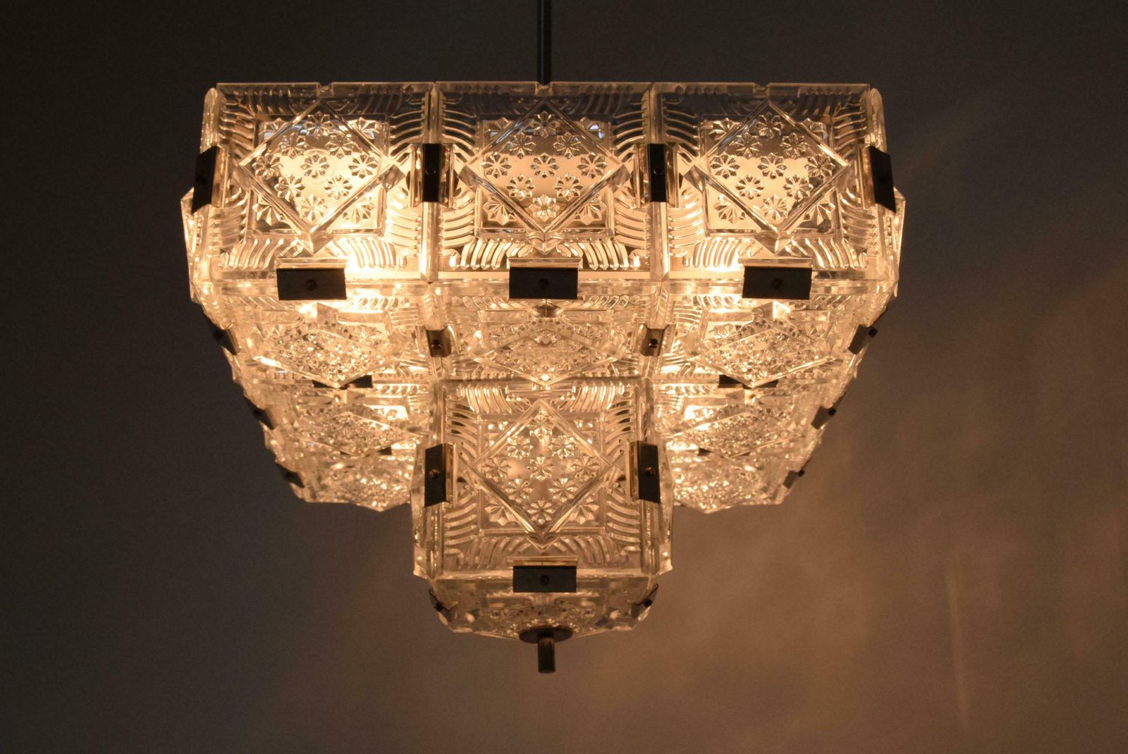 801.0 Rare Mid Century Glass Pendant By Jaroslav Bejvl For Kamenicky Senov, 1960's. photo