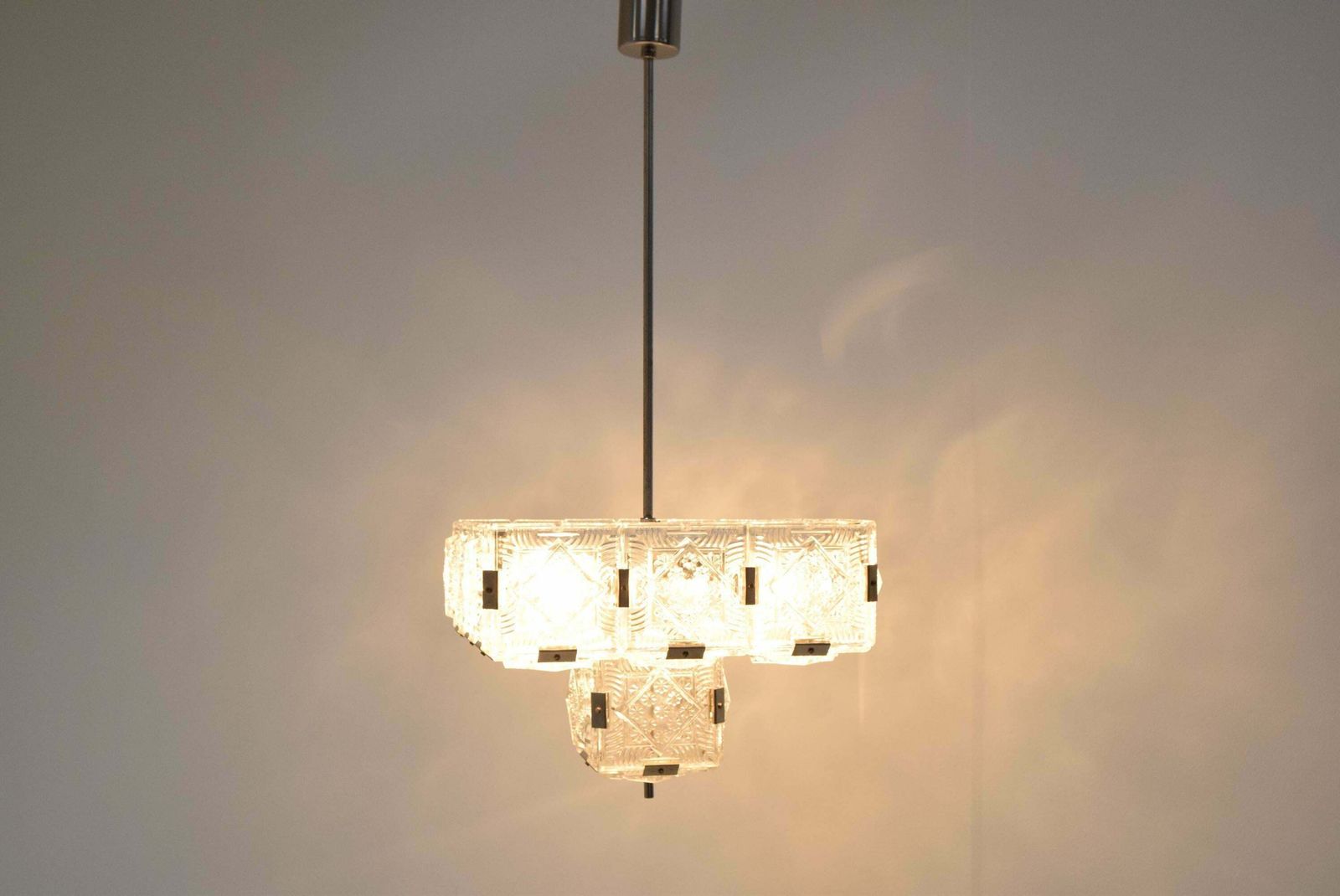 photo buy Rare Mid Century Glass Pendant By Jaroslav Bejvl For Kamenicky Senov, 1960's.