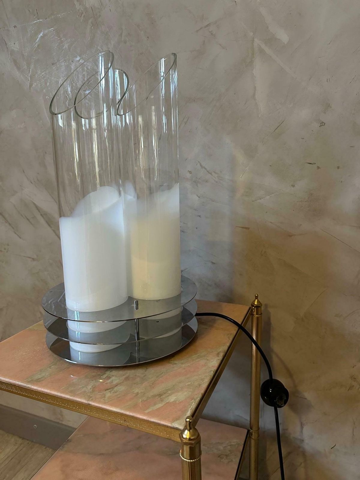 20th Century Carlo Nason Chromed Metal And Murano Glass Lamp, 1970s photo buy