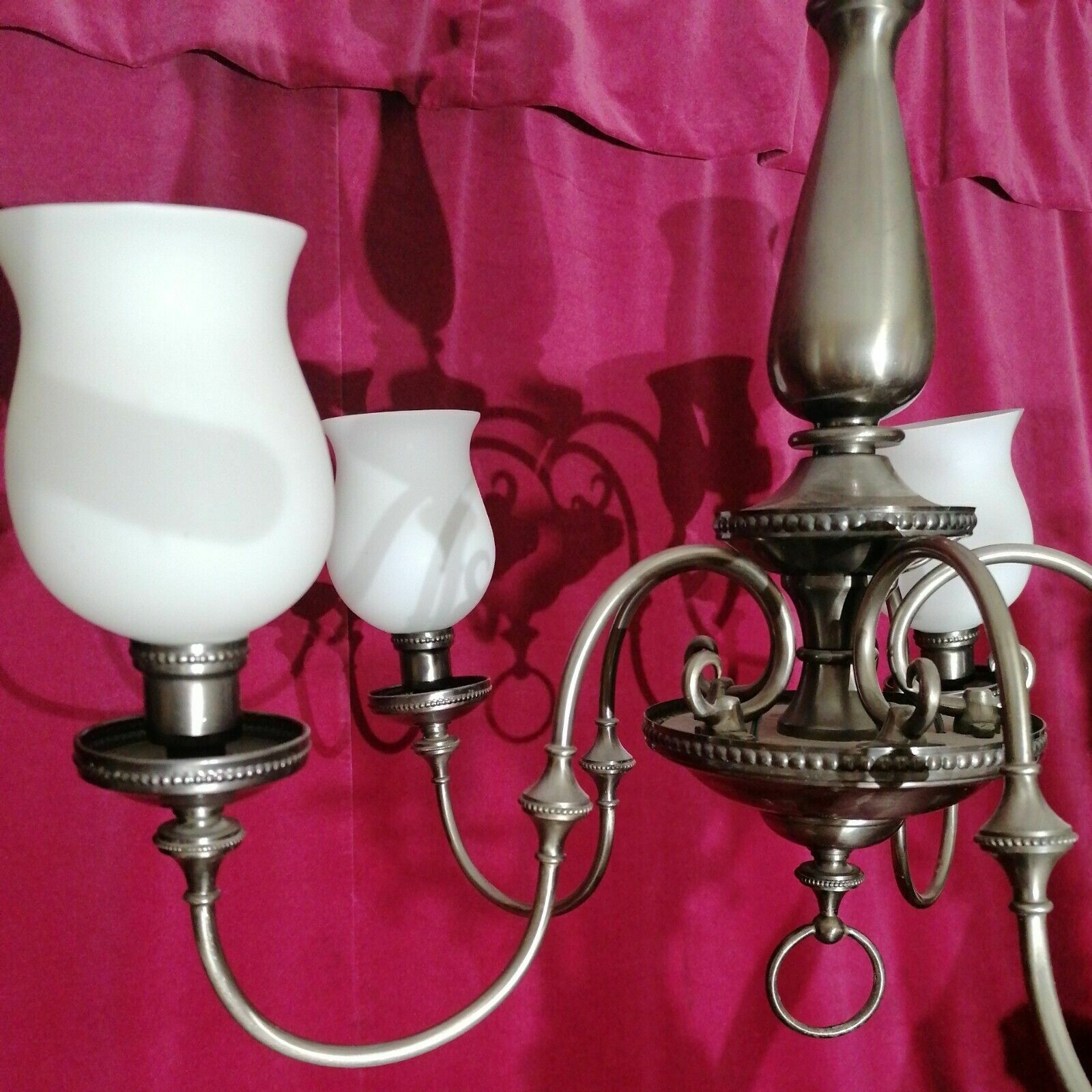 Antique French Brass Flemish Chandelier 6 Lights 80x55 Cm photo for sale
