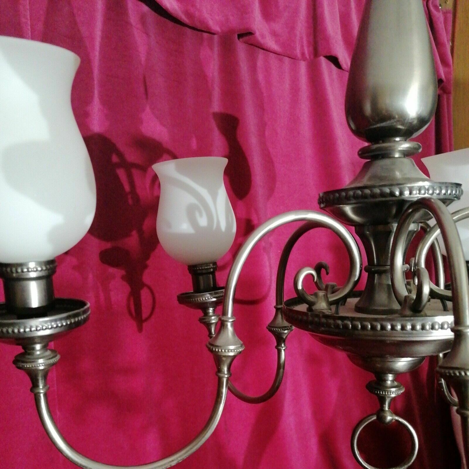 Antique French Brass Flemish Chandelier 6 Lights 80x55 Cm photo vinterior