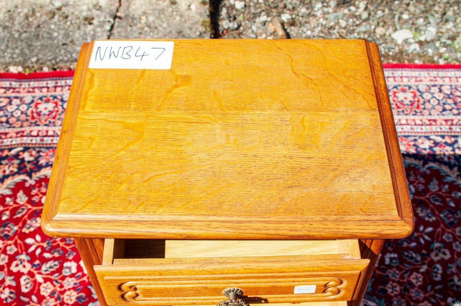 French Louis XV Style Small Carved Oak Slim Chest Of 3 Drawers   (Nwb47) photo 185.0