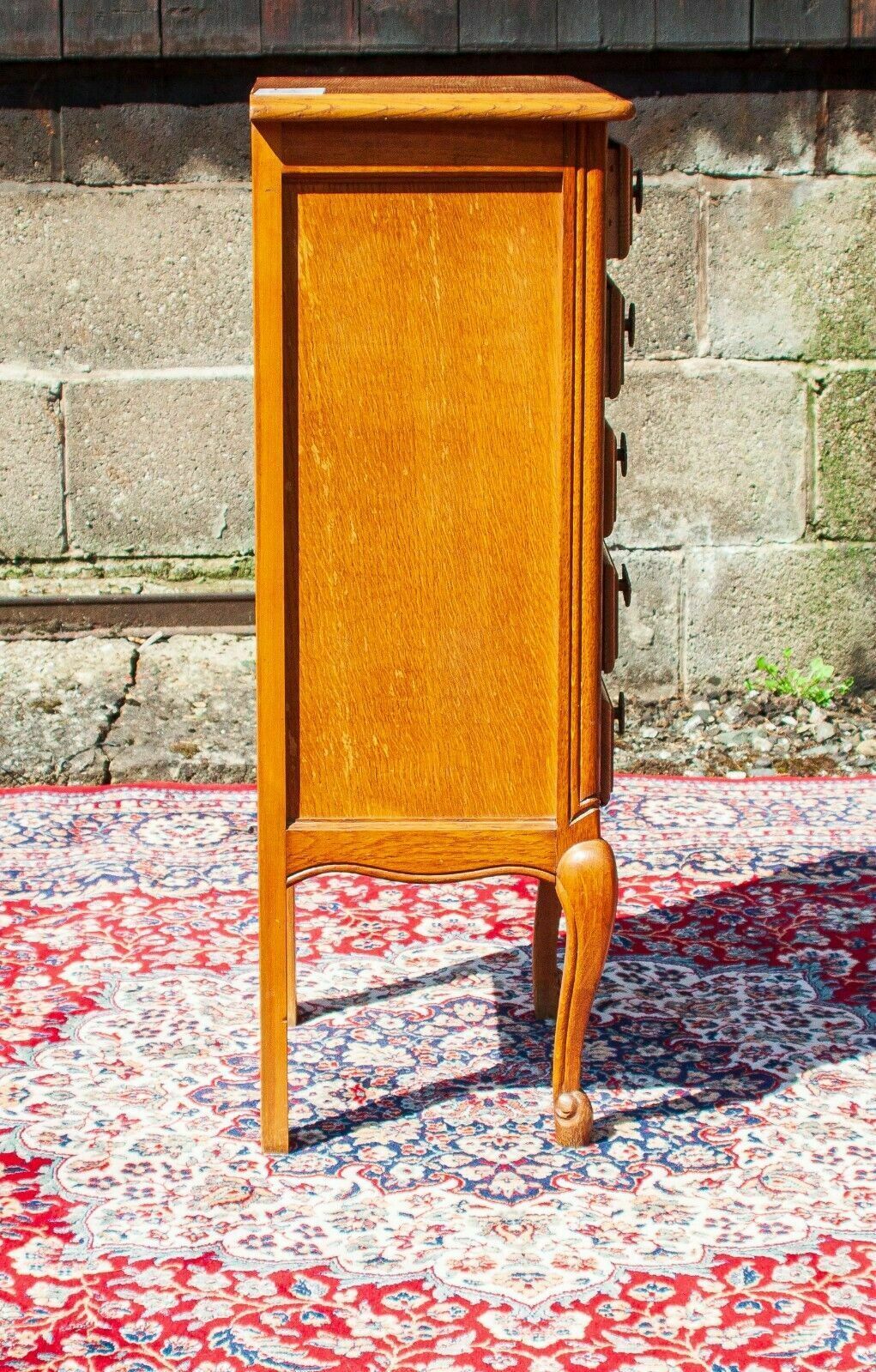 French Louis XV Style Small Carved Oak Slim Chest Of 3 Drawers   (Nwb47) photo buy