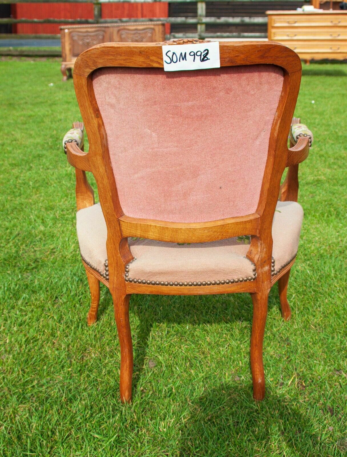 French Louis XV Carved Oak Floral Pattern Armchair! Som992 photo Furniture