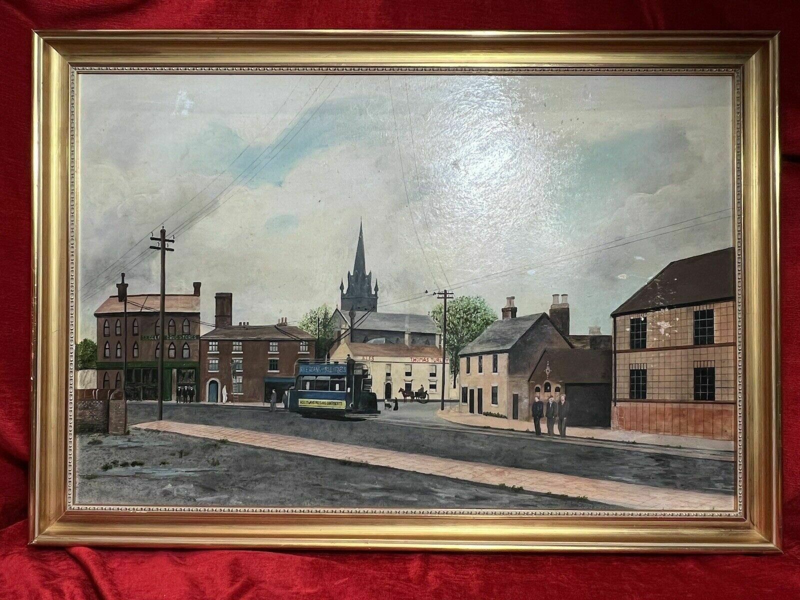 Early 20th Century Oil Painting Of Victorian Street Scene By David Norman