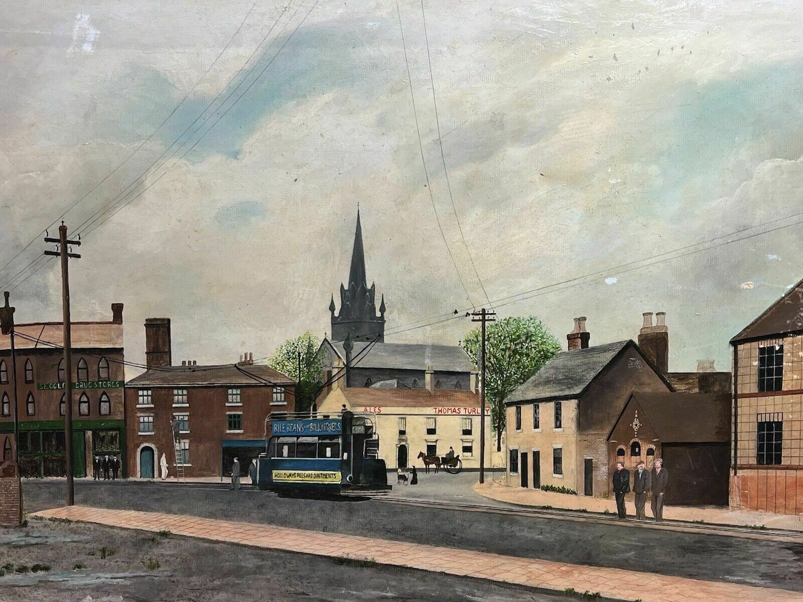 Early 20th Century Oil Painting Of Victorian Street Scene By David Norman photo Art