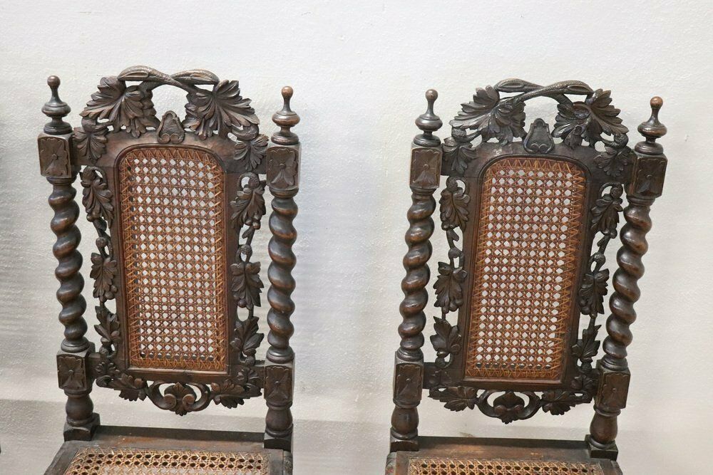 Late 19th Century Carved Walnut Chairs With Vienna Straw, Set Of 4 photo furniture