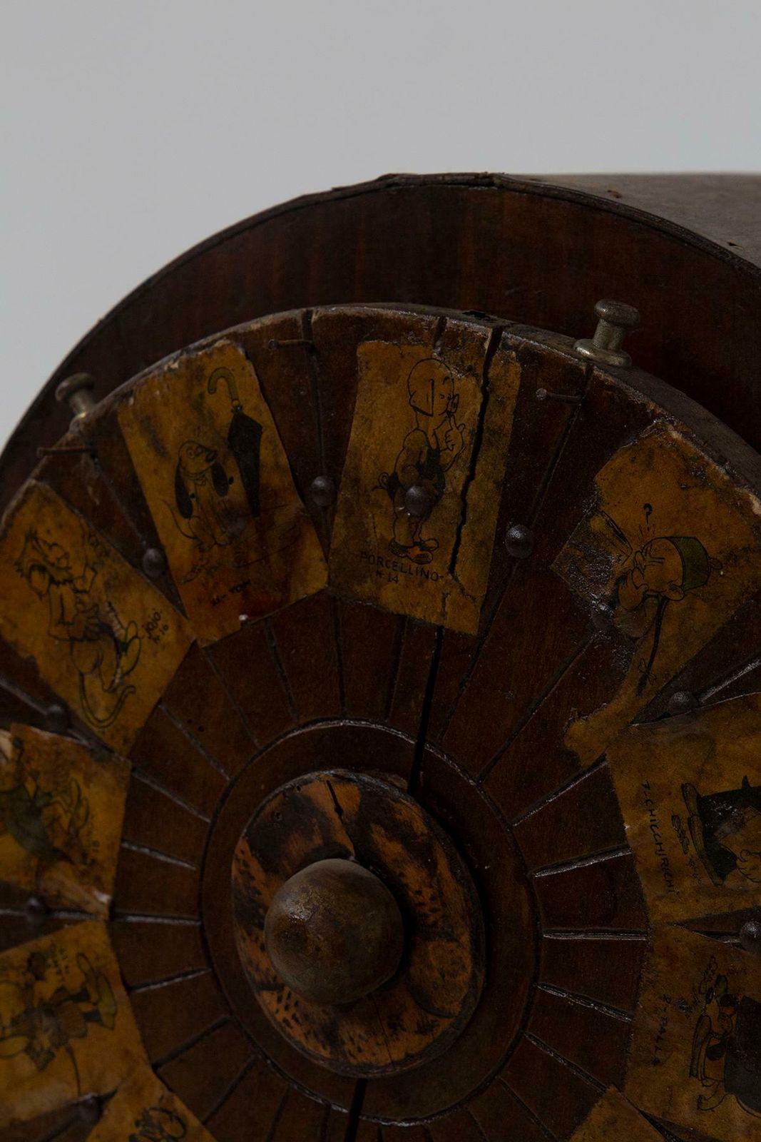 Antique Wooden Roulette Game Wheel With Applied Figures photo for sale