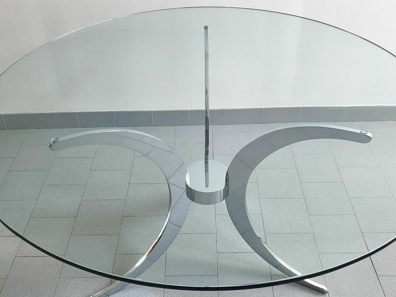 Vintage Dining Table 1970 By Gastone Rinaldi In Glass And Solid Chrome Steel photo Furniture
