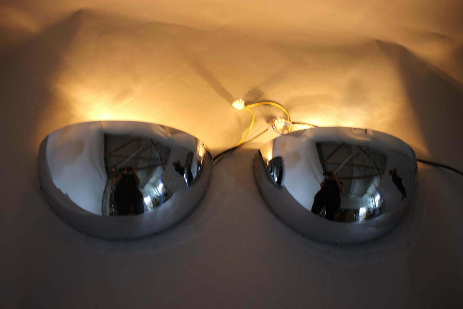 Lighting 1930s Pair Of Exceptional Bauhaus Chrome Plated Wall Lamps/Scones, Czechoslovaki photo