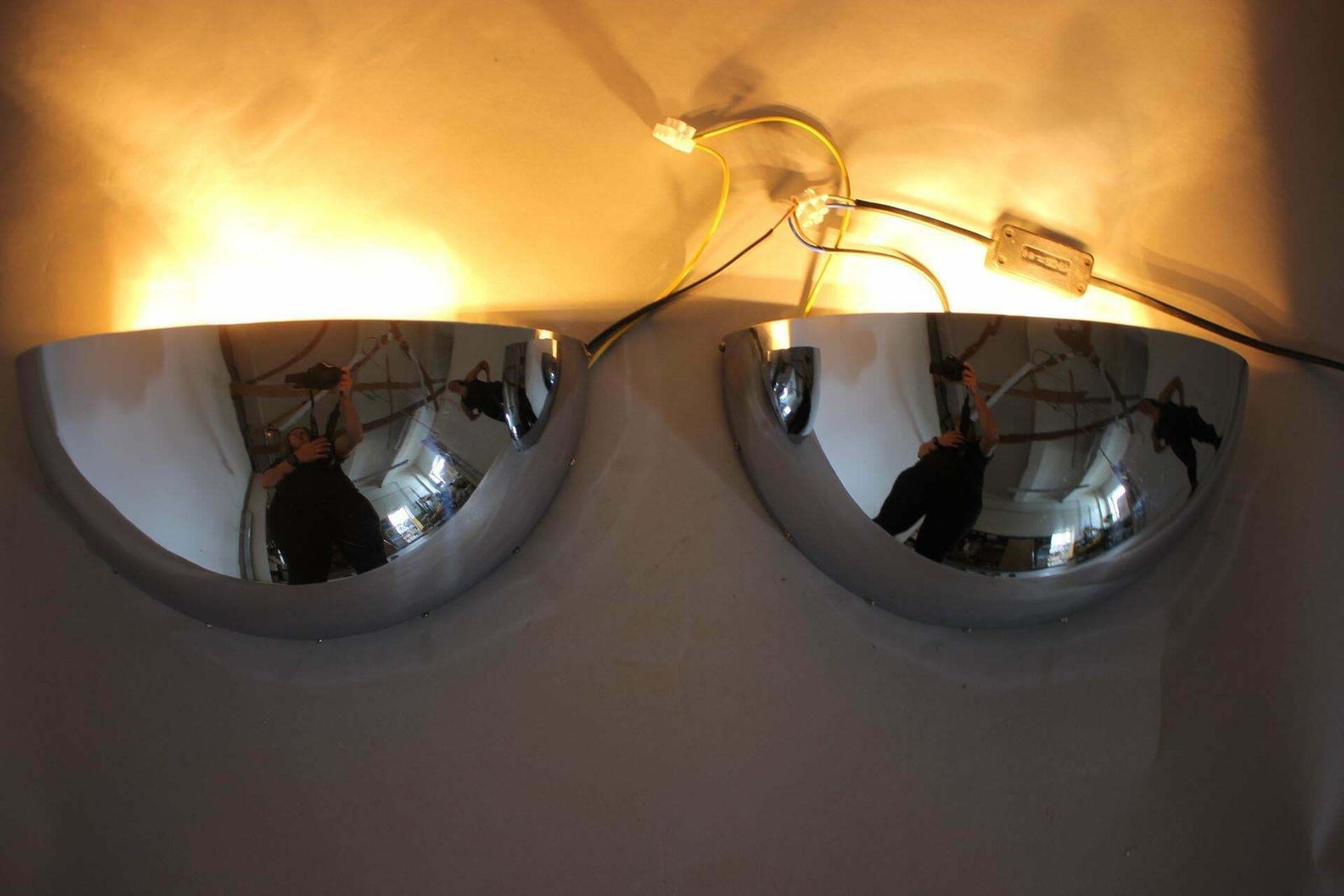 1904.0 1930s Pair Of Exceptional Bauhaus Chrome Plated Wall Lamps/Scones, Czechoslovaki photo