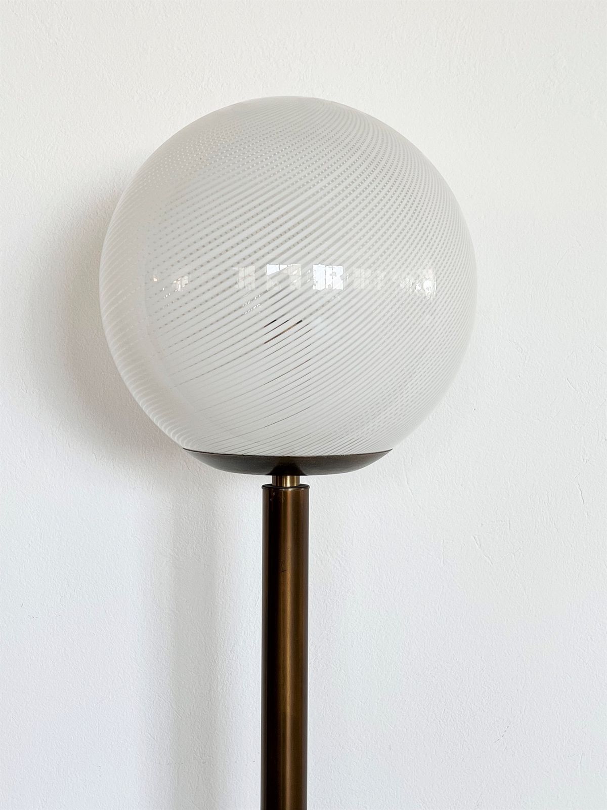 Italian Murano Glass Globe And Brass Floor Lamp, 1970s photo buy