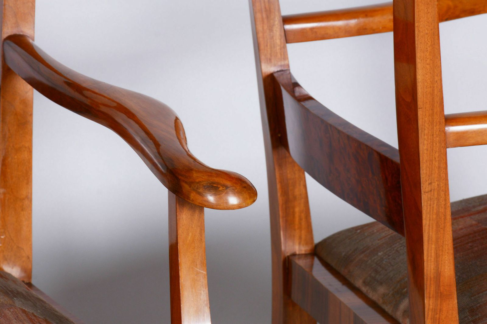 Pair Of Brown Artdeco Beech Armchairs, 1920s, Original Upholstery photo Furniture