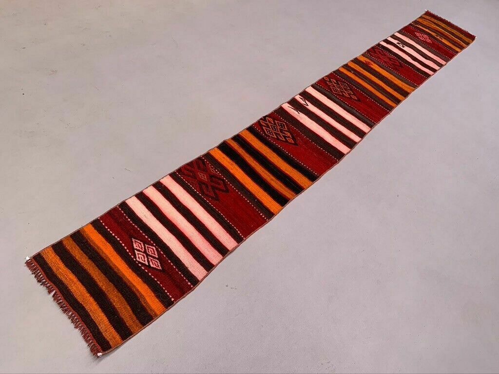Old Turkish Narrow Kilim Runner 362x45 Cm Shabby Chic, Vintage Kelim photo furniture